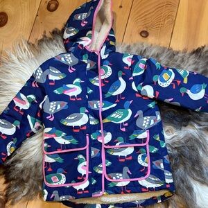 Mini Boden Fleece-Lined Jacket with Blue and Pink Accents